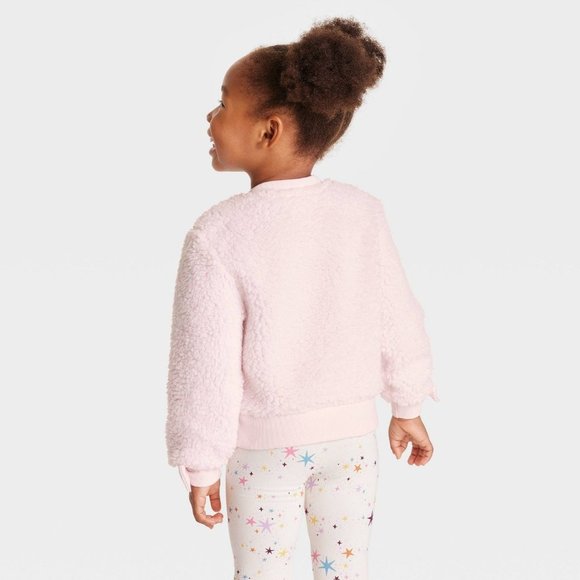 Toddler Girls' Afro Unicorn Solid Pullover Sweatshirt Pink 3T - Picture 3 of 8